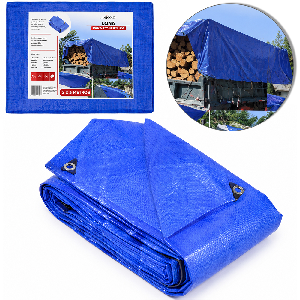 LONA PARA COBERTURA / CARRETEIRO DE PLASTICO AZUL 2X3M