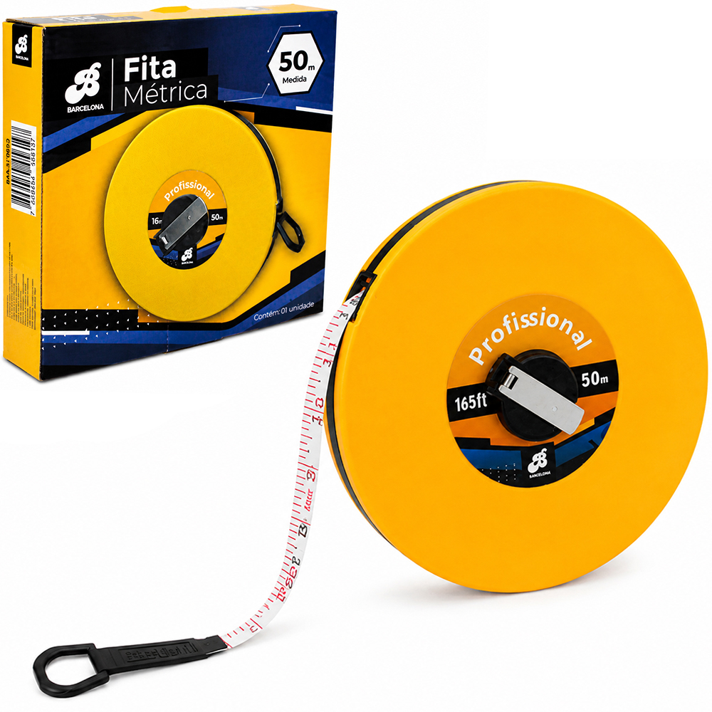 FITA METRICA TRENA DE FIBRA DE VIDRO LONGA FECHADA PROFISSIONAL 50M