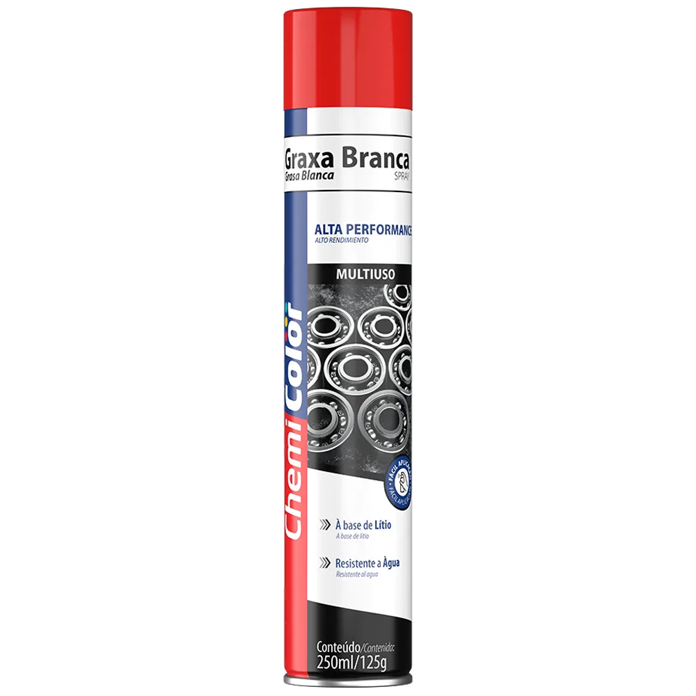 GRAXA BRANCA SPRAY A BASE DE LITIO MULTIUSO CHEMI COLOR 250ML / 125G