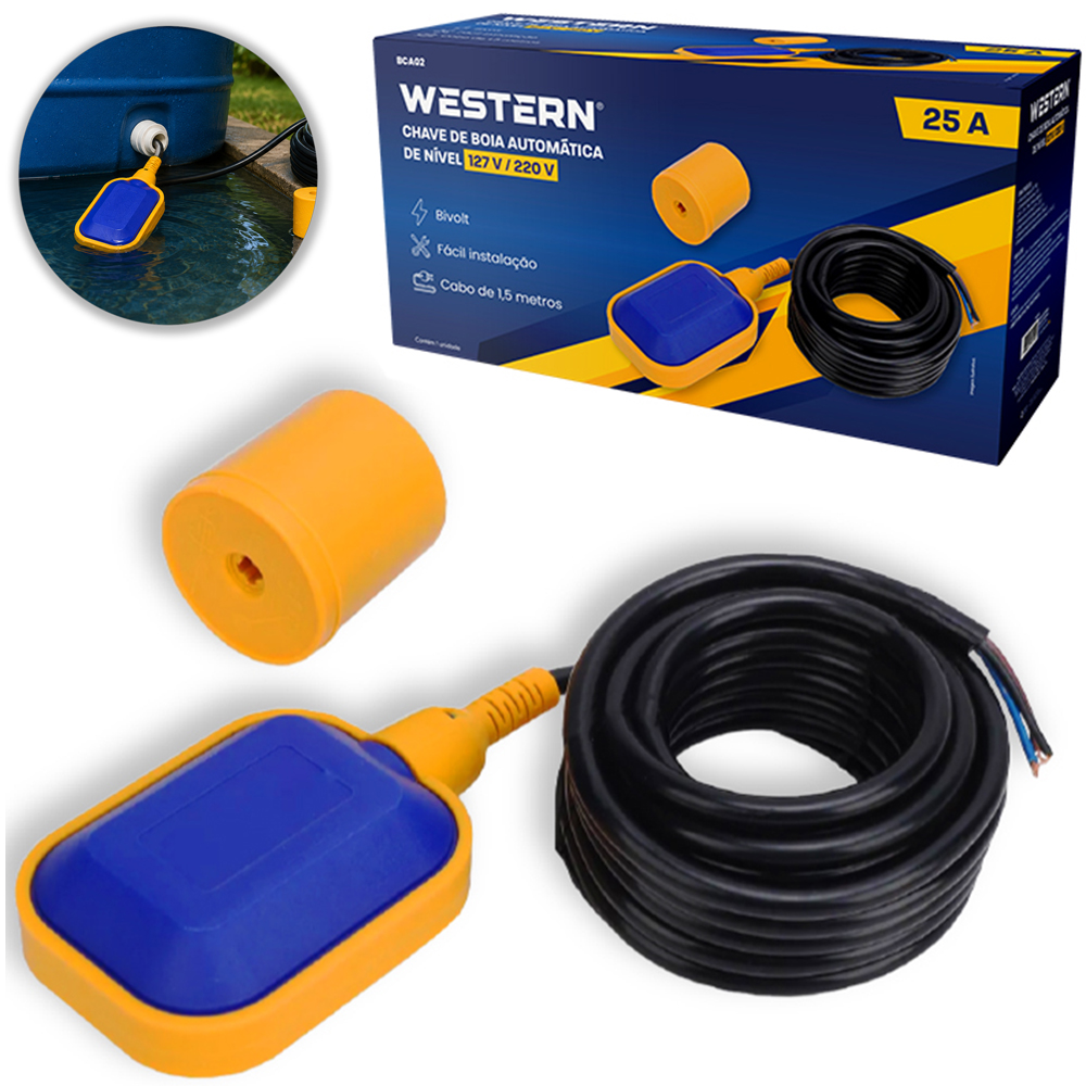 CHAVE DE BOIA AUTOMATICA DE NIVEL 127 / 220V 25A CABO 1,5M