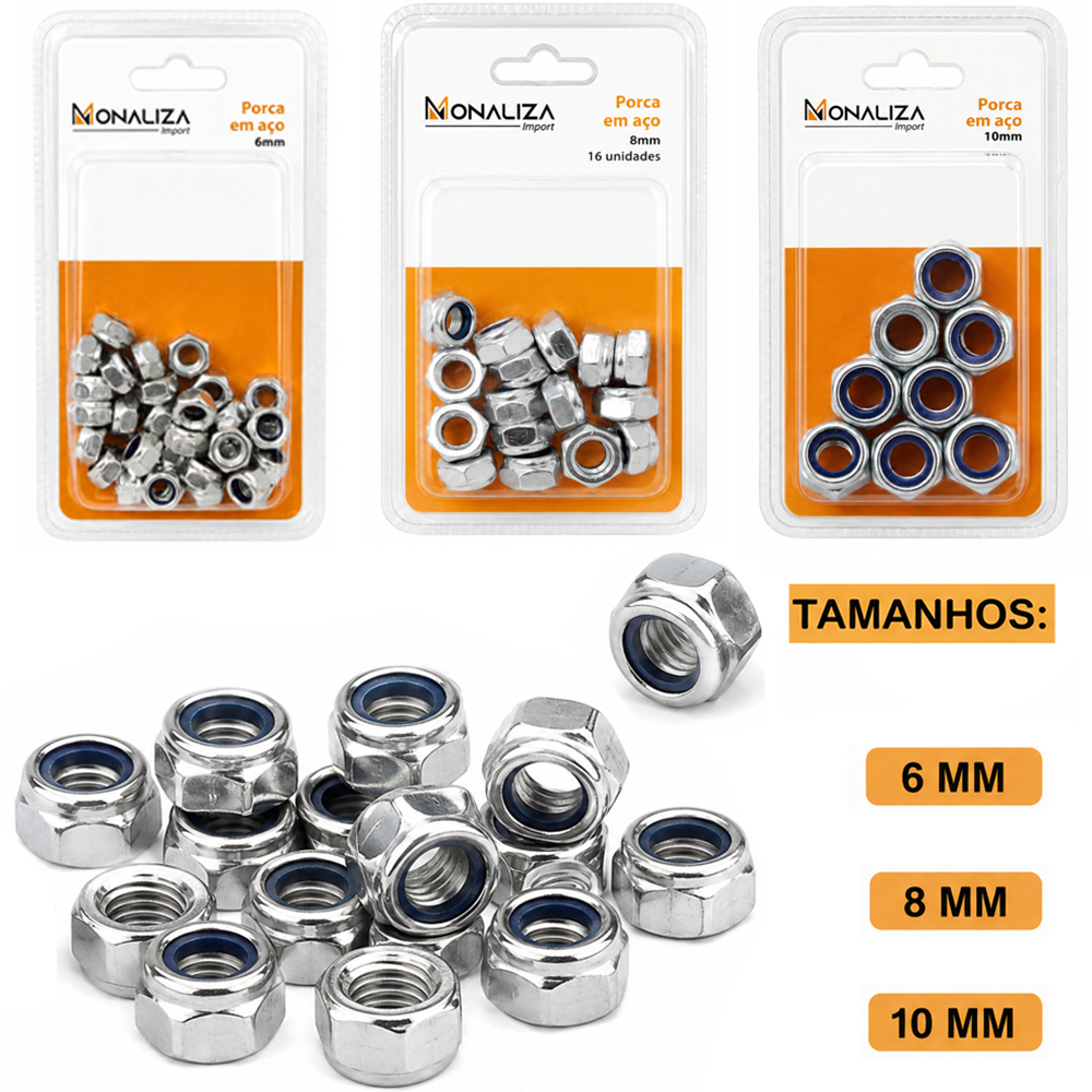PORCA DE ACO 6MM / 8MM / 10MM