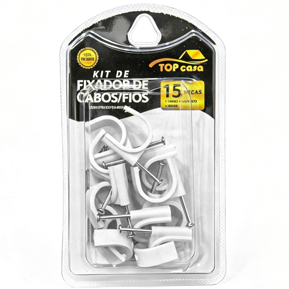 FIXADORES PARA CABO / FIOS COAXIAL PREMIUM TOP CASA BRANCO COM 15 PECAS 20MM