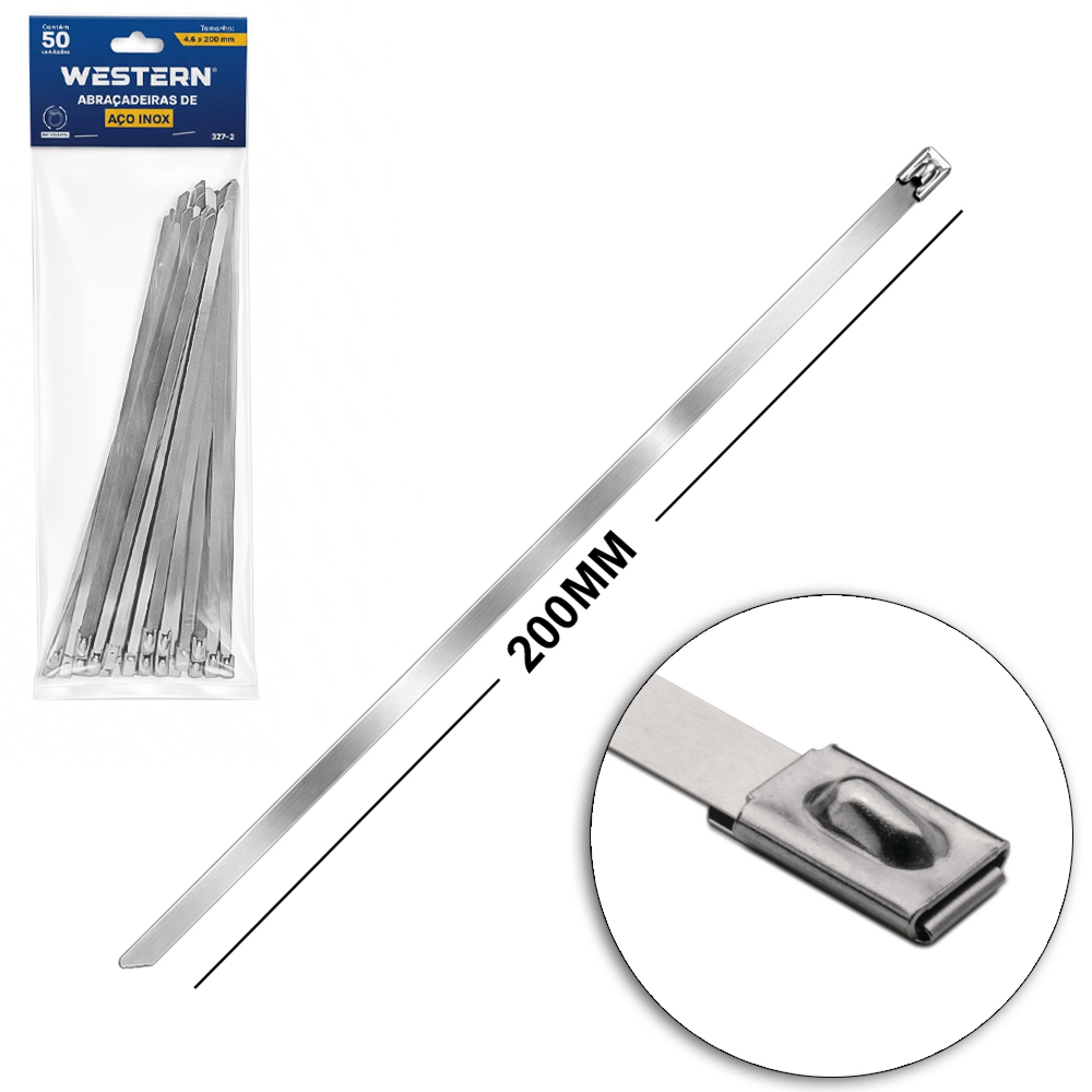 ABRACADEIRA DE INOX COM 50 PECAS 4,6X200MM