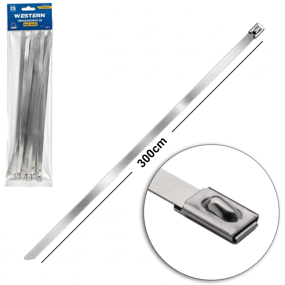 ABRACADEIRA DE INOX COM 25 PECAS 7,9X300MM