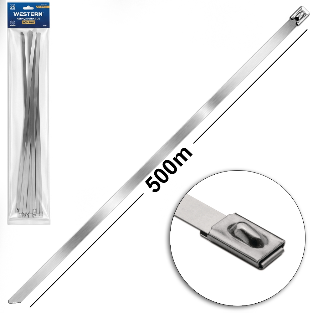 ABRACADEIRA DE INOX COM 25 PECAS 7,9X500MM