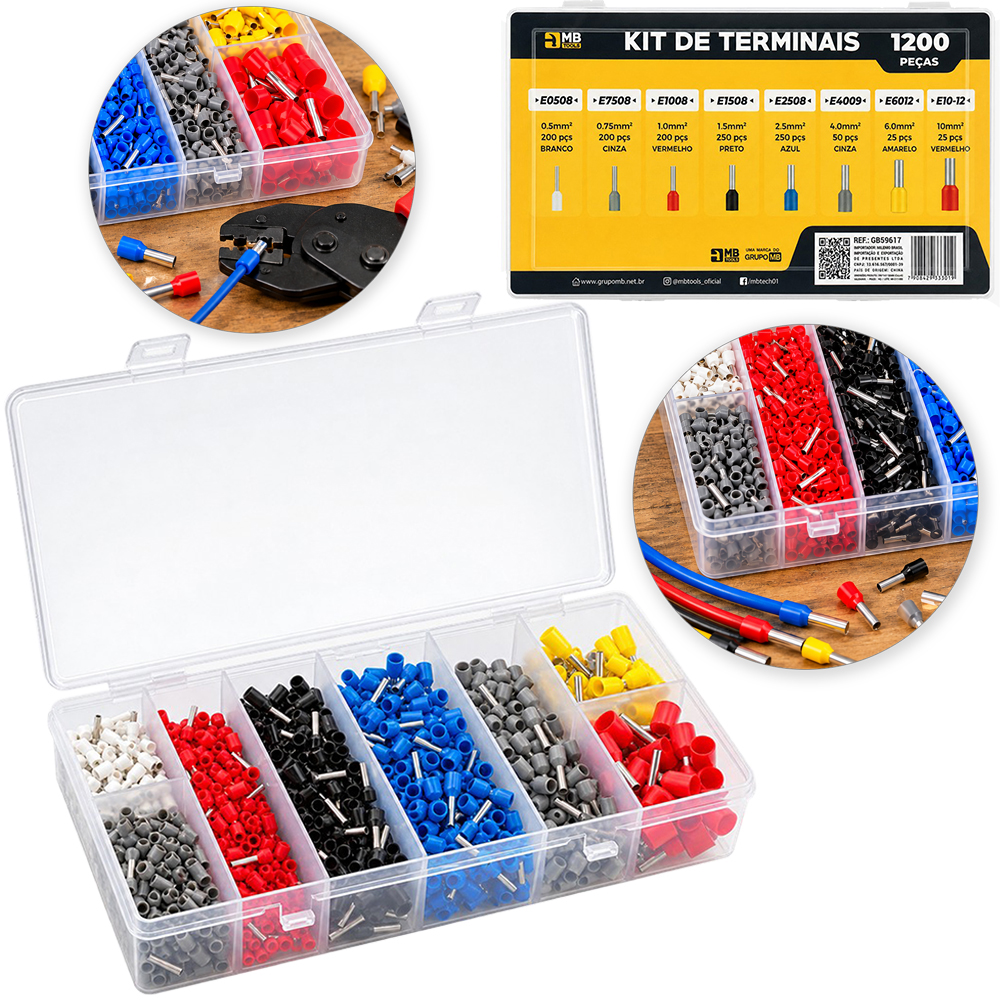 KIT DE TERMINAIS COM 1200 PECAS NO ESTOJO MB TOOLS
