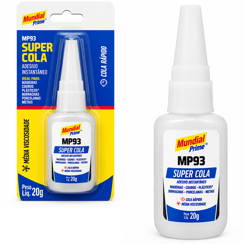 ADESIVO / COLA INSTANTANEA SUPER COLA MEDIA VISCOSIDADE MP93 MUNDIAL PRIME 20G