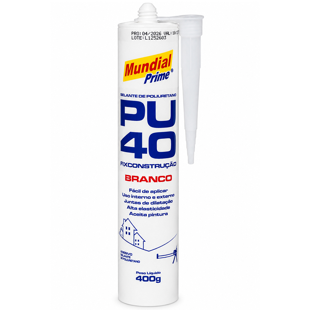 ADESIVO / COLA SELANTE PU40 FIX CONSTRUCAO MUNDIAL PRIME BRANCO 400G