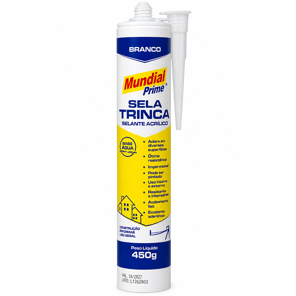 ADESIVO / COLA SELA TRINCA E FISSURAS SELANTE ACRILICO MUNDIAL PRIME BRANCO 450G