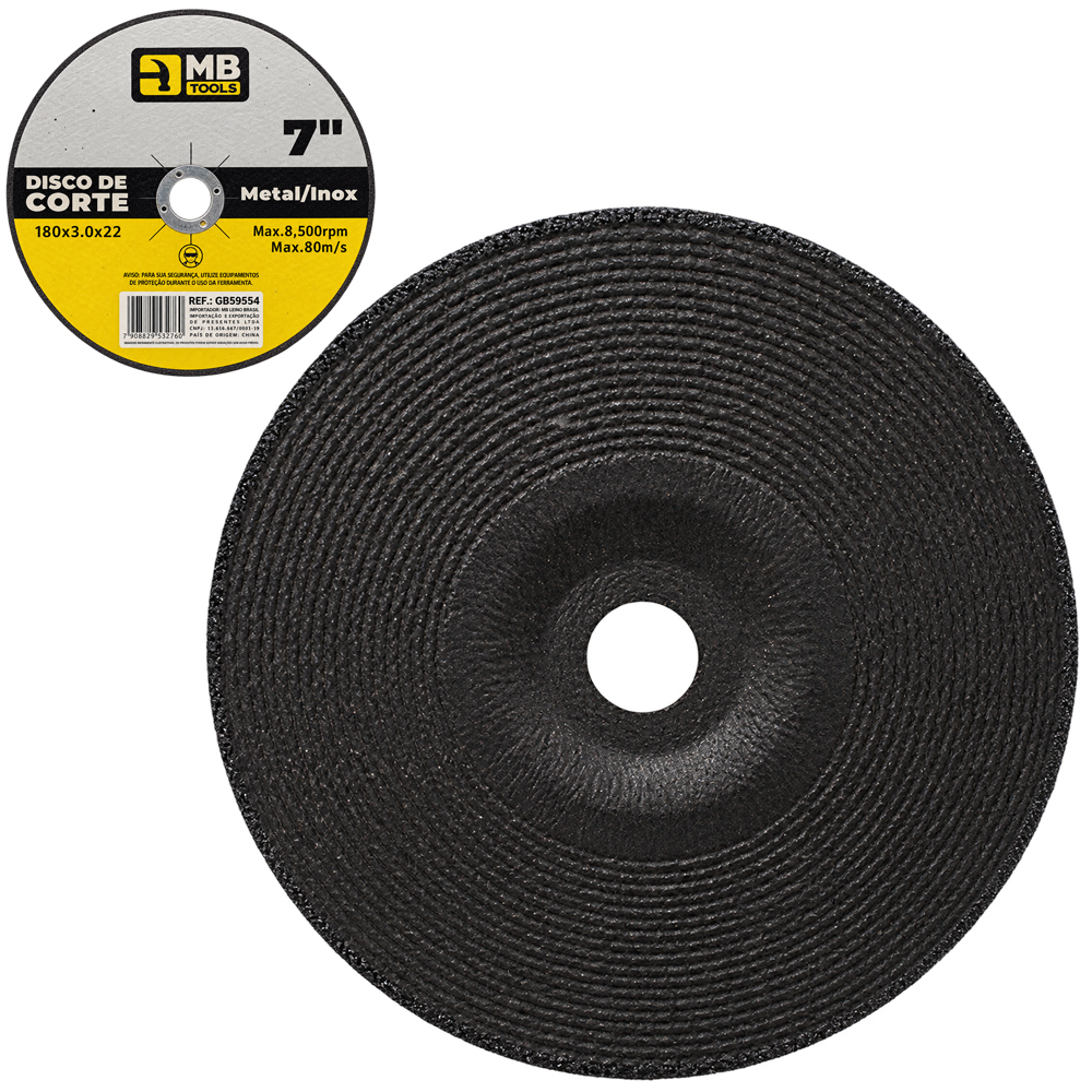DISCO DE CORTE PARA METAL / INOX 7'' 180X30X22MM MB TOOLS