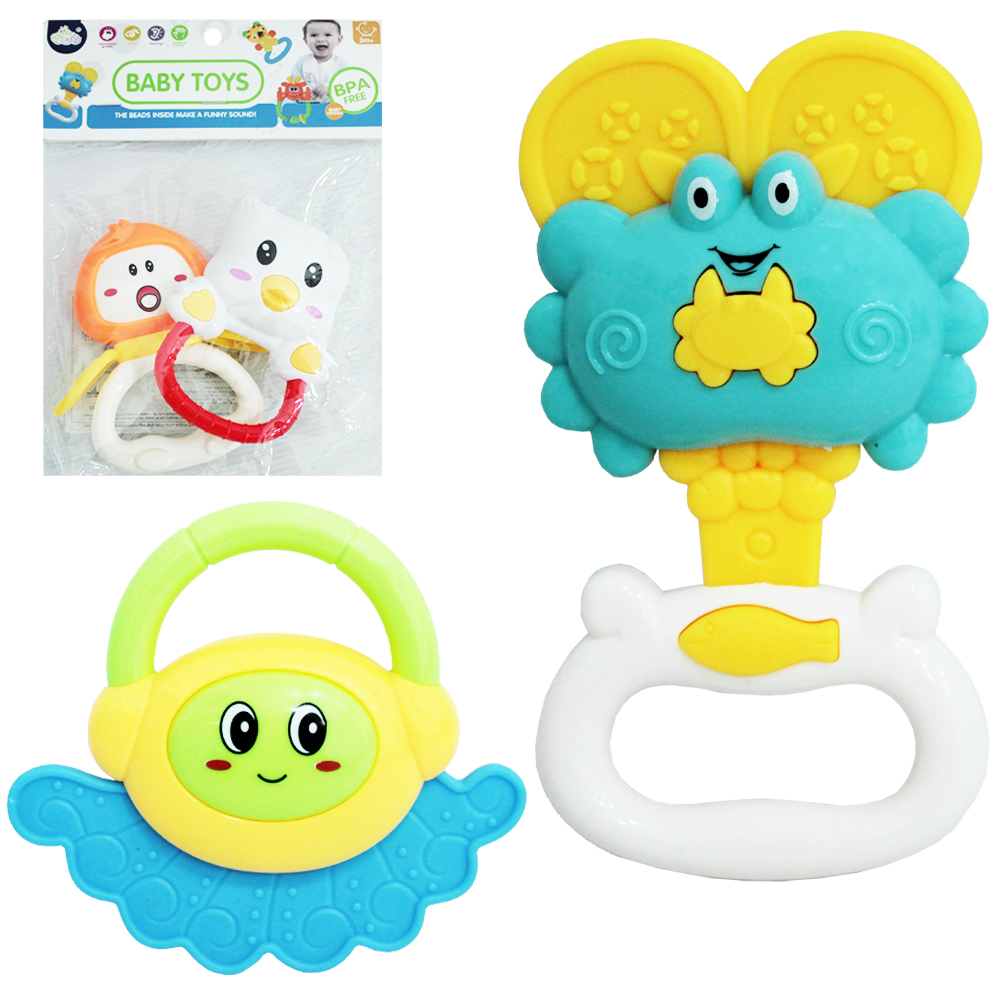 CHOCALHO BABY TOYS COM 2 PECAS SORTIDOS