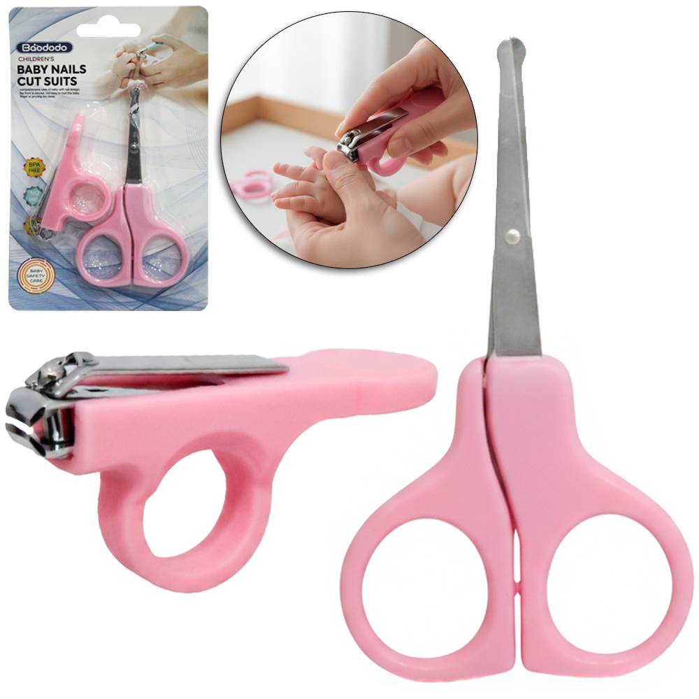 TESOURA DE UNHA INFANTIL DE INOX COM PONTA REDONDA + CORTADOR