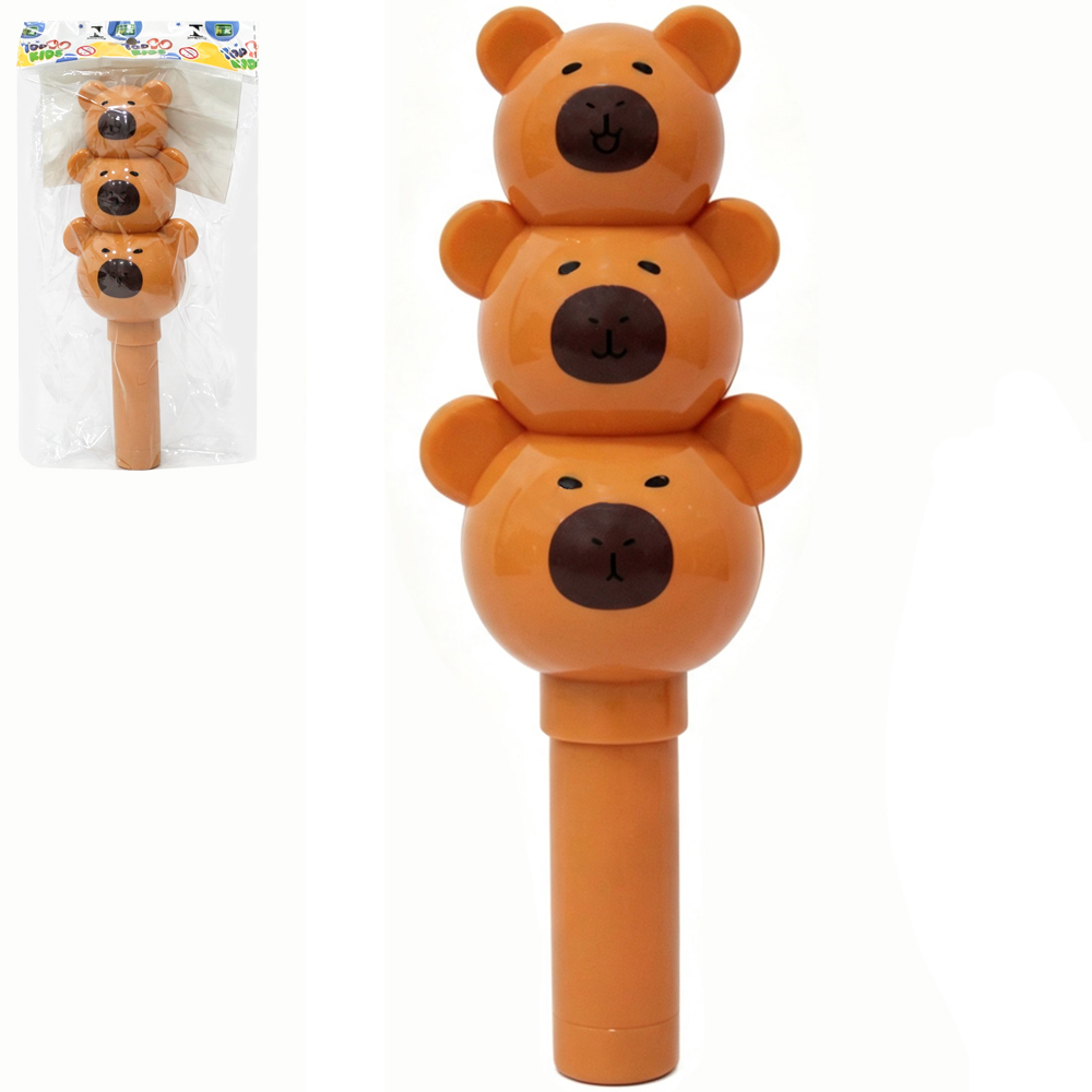 CHOCALHO BABY DIVERTIDO CAPIVARA COM GUIZO + LUZ A BATERIA TOP KIDS 19X6,5CM