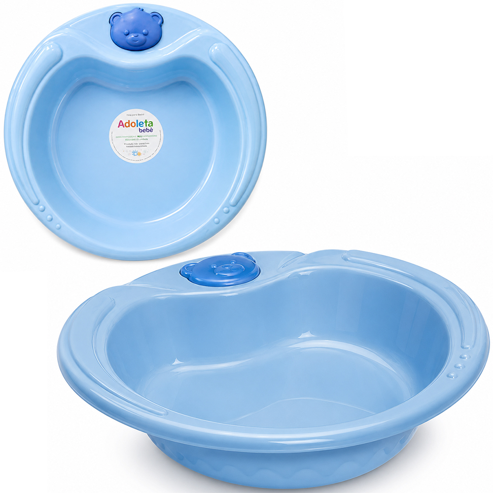 PRATO DE PLASTICO INFANTIL ADOLETA BEBE URSO AZUL 600ML 21CM DE Ø