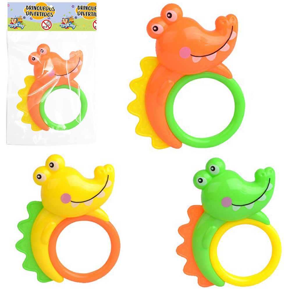 CHOCALHO BABY DIVERTIDO JACARE COM GUIZO 14X11,5CM 