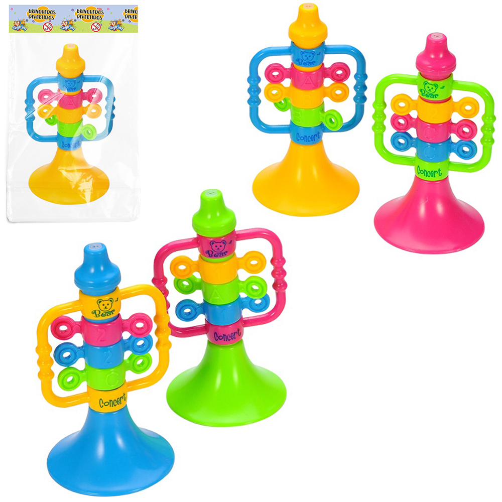 CHOCALHO BABY DIVERTIDO TROMPETE COM APITO 13X7,5CM 