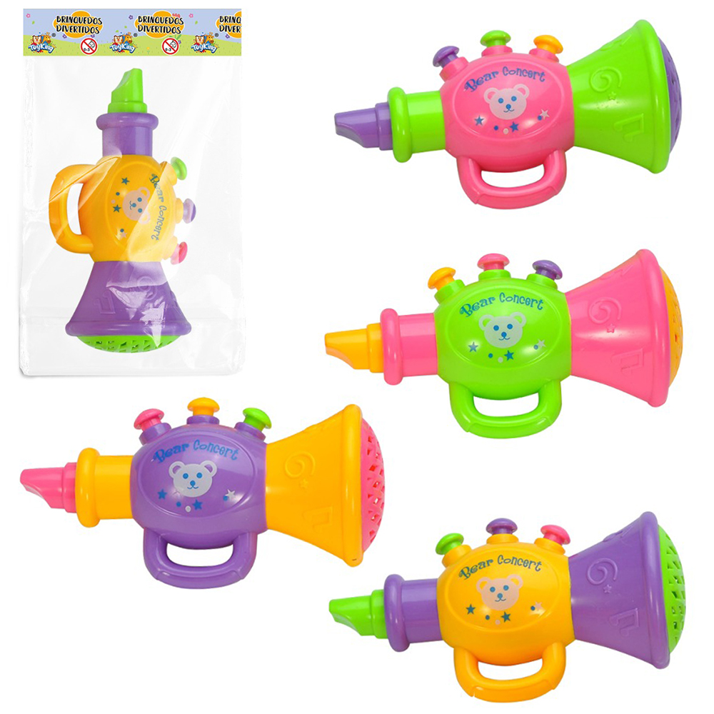 CHOCALHO BABY DIVERTIDO TROMPETE COM APITO 14X7,5CM 
