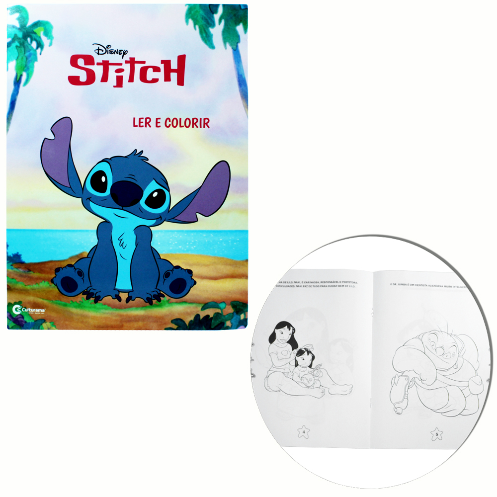 LIVRO LER E COLORIR DISNEY STITCH 8 PAGINAS 27X20CM 