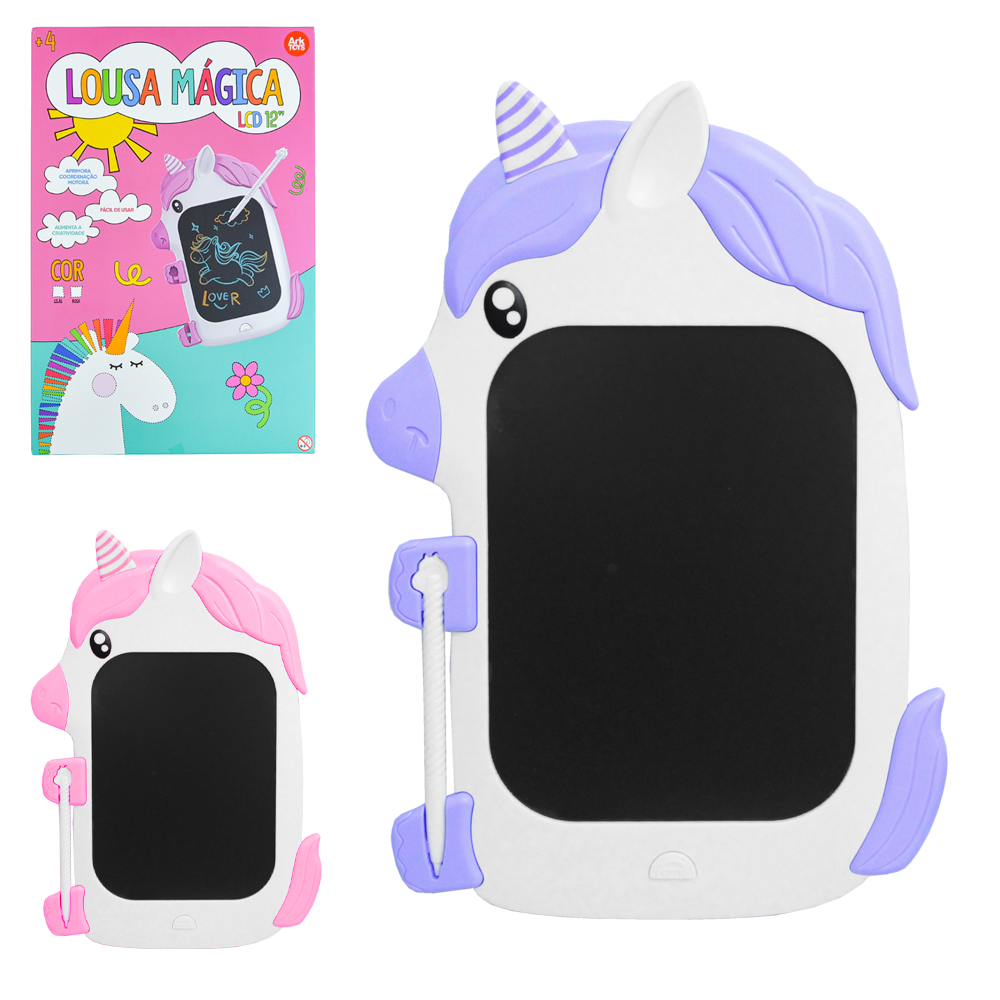 LOUSA MAGICA / TABLET QUADRO LCD UNICORNIO COM CANETA A BATERIA 28,5X19CM