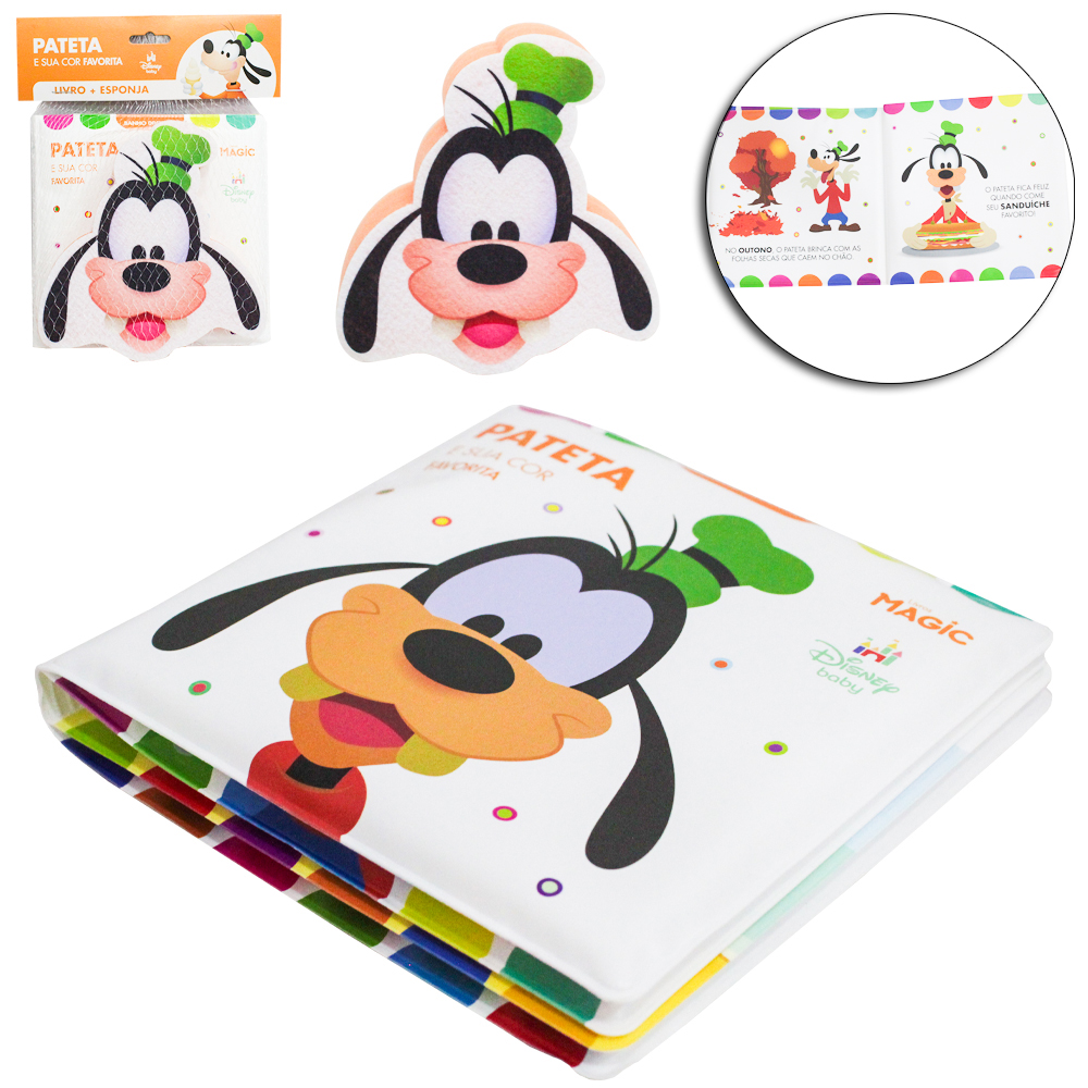 LIVRO DE BANHO + ESPONJA PATETA 4 PAGINAS 14X14CM