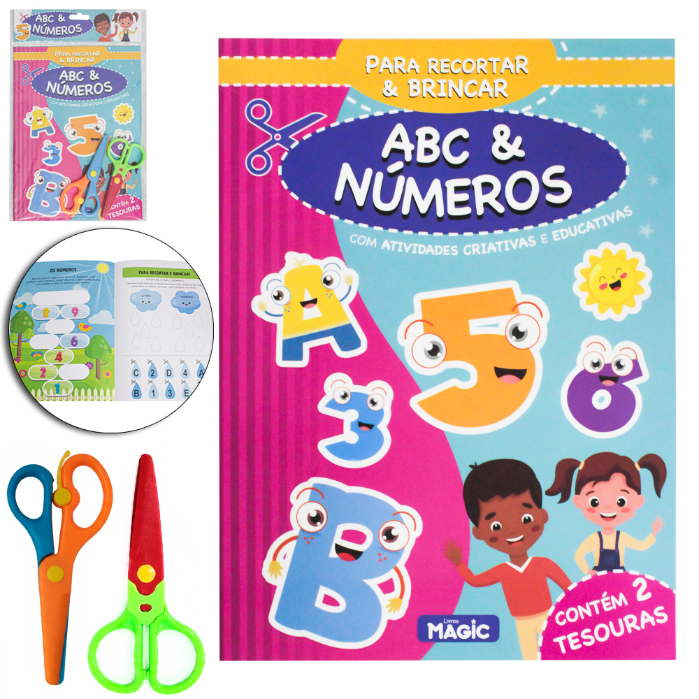 LIVRO ATIVIDADES PARA RECORTAR E BRINCAR ABC & NUMEROS 15 PAGINAS 27X20CM