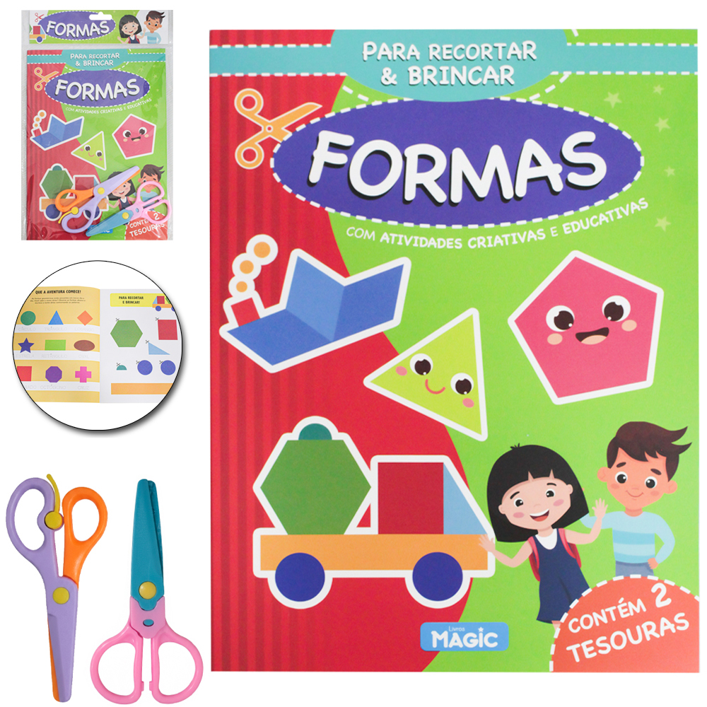 LIVRO ATIVIDADES PARA RECORTAR E BRINCAR FORMAS 15 PAGINAS 27X20CM