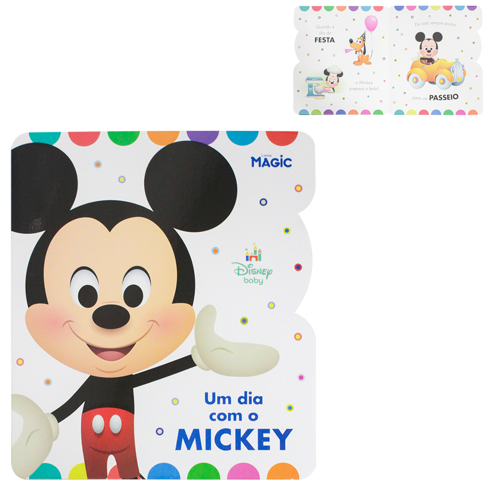 LIVRO RECORTADO DISNEY BABY UM DIA COM O MICKEY 10 PAGINAS 21,5X19CM
