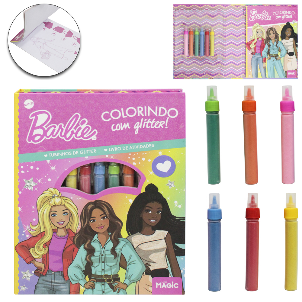 LIVRO ATIVIDADES PARA COLORIR BARBIE COM GLITTER