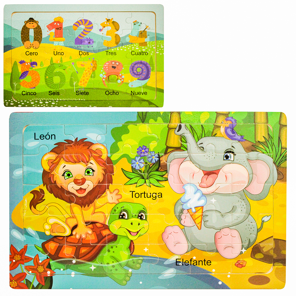 TABULEIRO DIDATICO EDUCATIVO QUEBRA CABECA DE ENCAIXE DE MADEIRA COM 31 PECAS 22,5X15CM