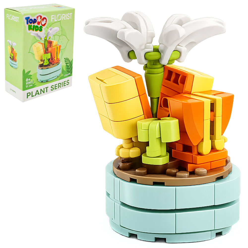 BLOCOS DE MONTAR FLORIST PLANTINHAS FLOR SUCULENTA COM VASO TOP KIDS TLEG