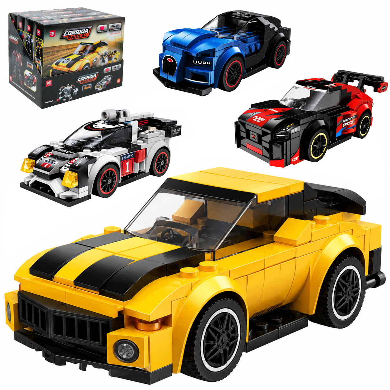 BLOCOS DE MONTAR CORRIDA RADICAL CARRO OU ROBO 2 EM 1 TLEG DP PLAY