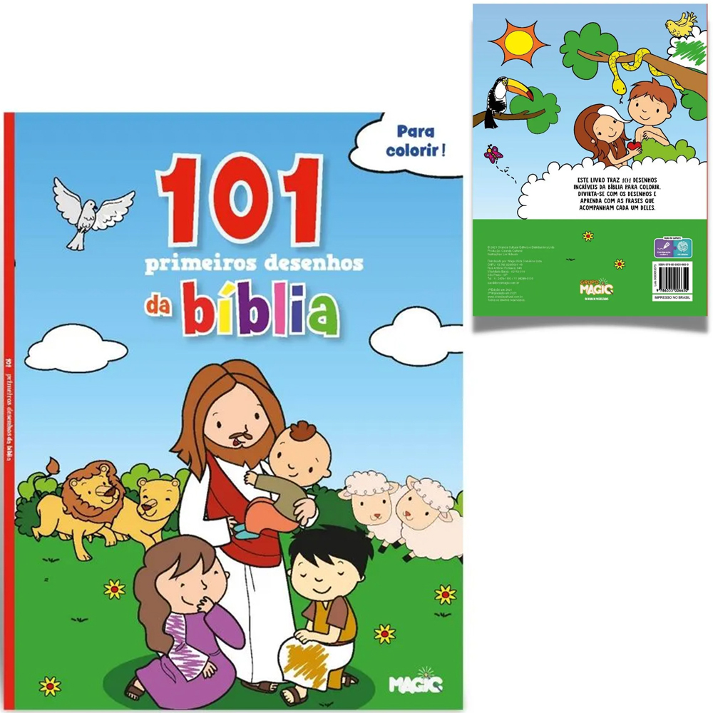 LIVRO 101 PRIMEIROS DESENHOS DA BIBLIA PARA COLORIR 101 PAGINAS 27X20CM