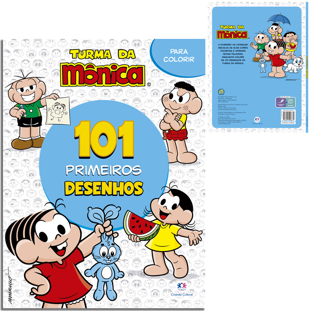 LIVRO DE COLORIR 101 PRIMEIROS DESENHOS TURMA DA MONICA 101 PAGINAS 27X20CM