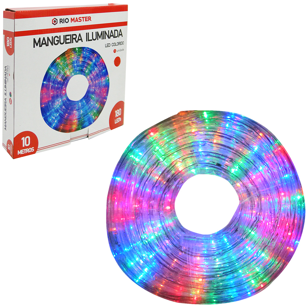 PISCA MANGUEIRA ILUMINADA 180 LEDS COLORS 220V 10M