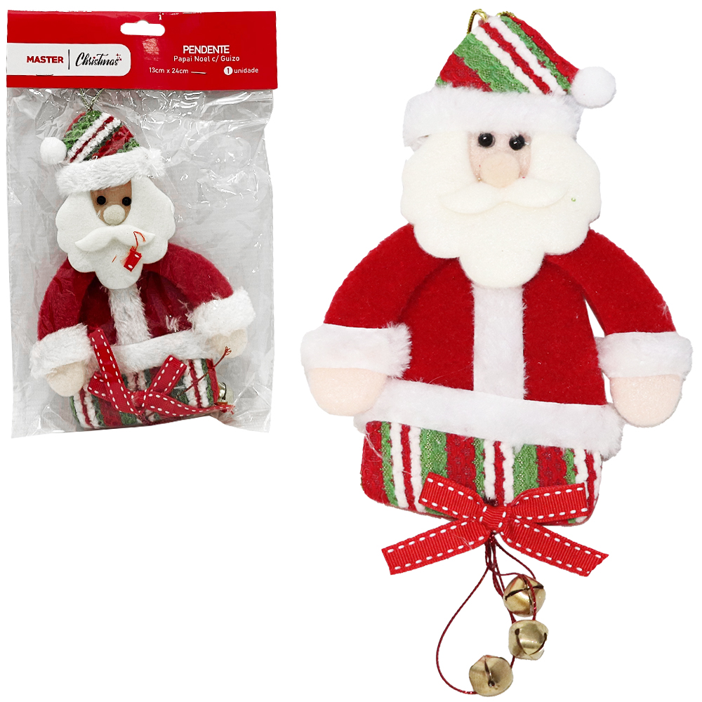 PENDENTE PAPAI NOEL / BONECO DE NEVE COM GUIZO 24X13CM