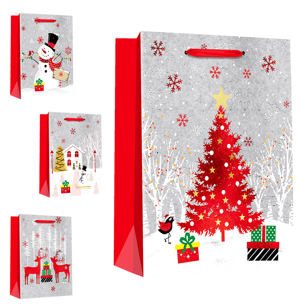 SACOLA DE PAPEL FIGURAS NATALINA 40X30X12CM