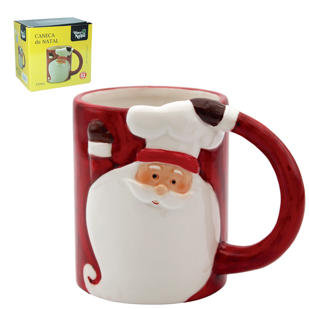 CANECA DE PORCELANA PAPAI NOEL 330ML