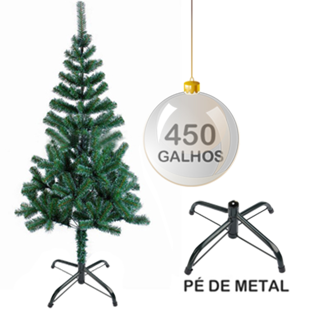 ARVORE DE NATAL 2,10M VERDE COM 450 GALHOS E PE DE METAL