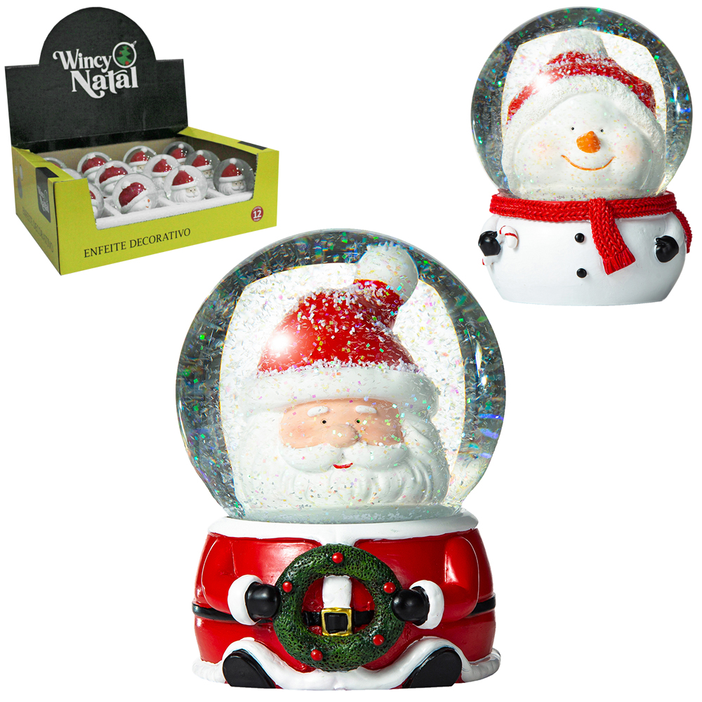 CUPULA DE VIDRO COM PAPAI NOEL / BONECO NEVE 8X7,2CM DE Ø