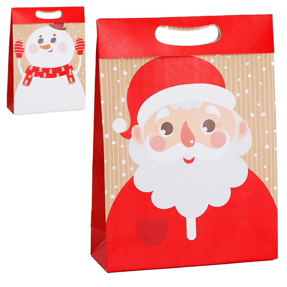 SACOLA DE PAPEL PARA PRESENTE PAPAI NOEL / BONECO 38,5X28X10CM