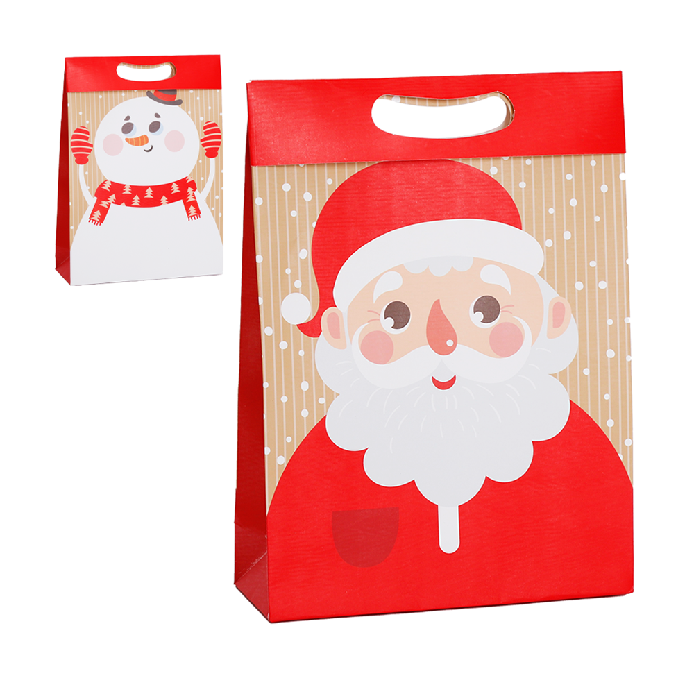 SACOLA DE PAPEL PARA PRESENTE PAPAI NOEL / BONECO 24X18X7,5CM