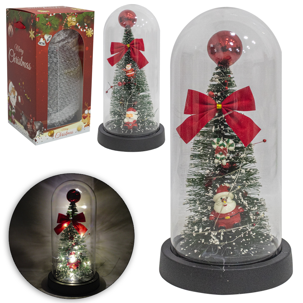 ENFEITE CUPULA DE NATAL + MICRO LED A PILHA 22X11CM DE Ø