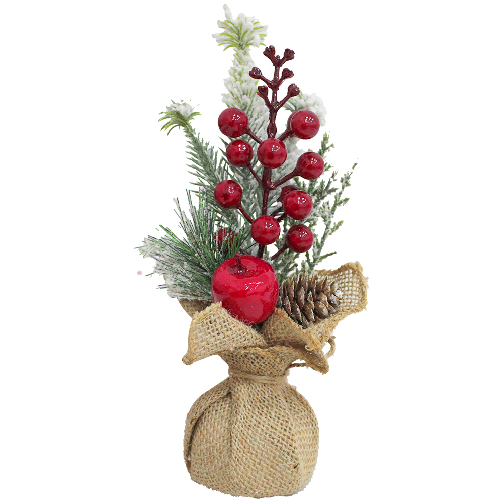 SACO DE RAFIA COM AZEVINHOS + PINHA 21CM