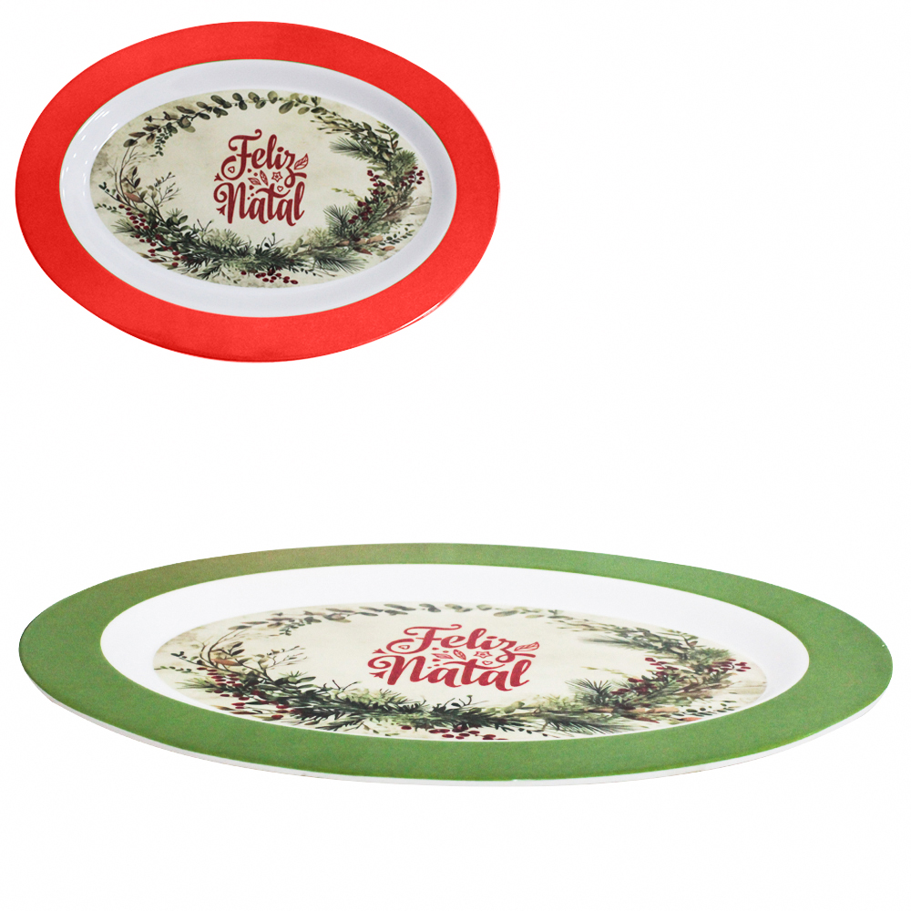 PRATO TRAVESSA DE MELAMINA OVAL GUIRLANDA 35X25CM