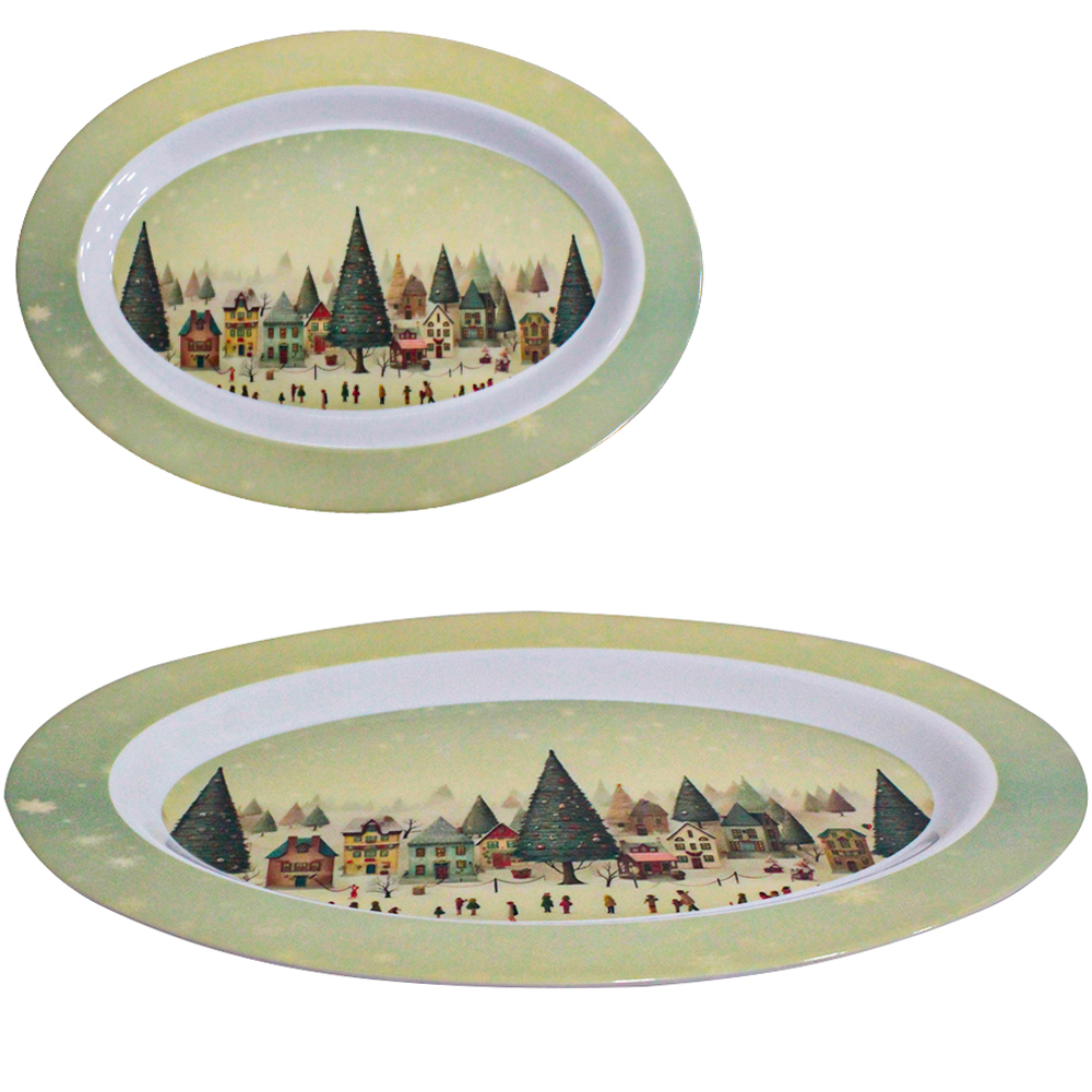 PRATO TRAVESSA DE MELAMINA OVAL FLORESTA 35X25CM