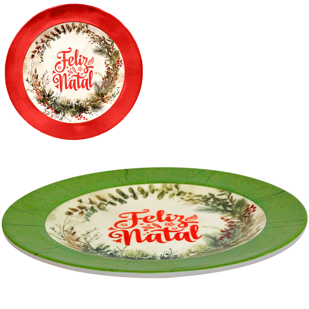 PRATO DE MELAMINA REDONDO JANTAR GUIRLANDA RASO 35CM DE Ø