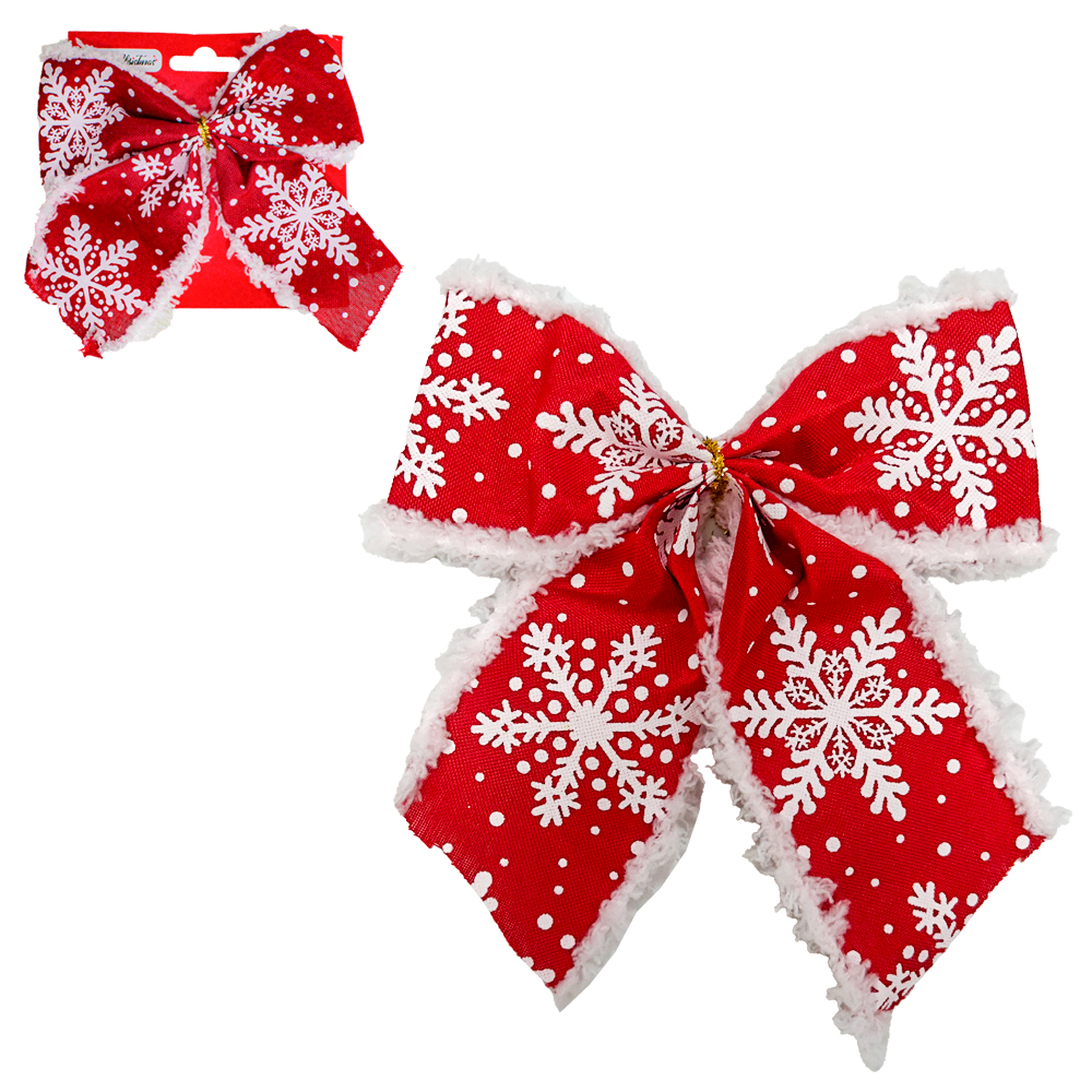 LACO VERMELHO COM FLOCOS DE NEVE 17X15CM