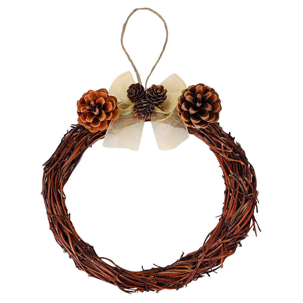 GUIRLANDA COM PINHAS + LACO 18CM DE Ø