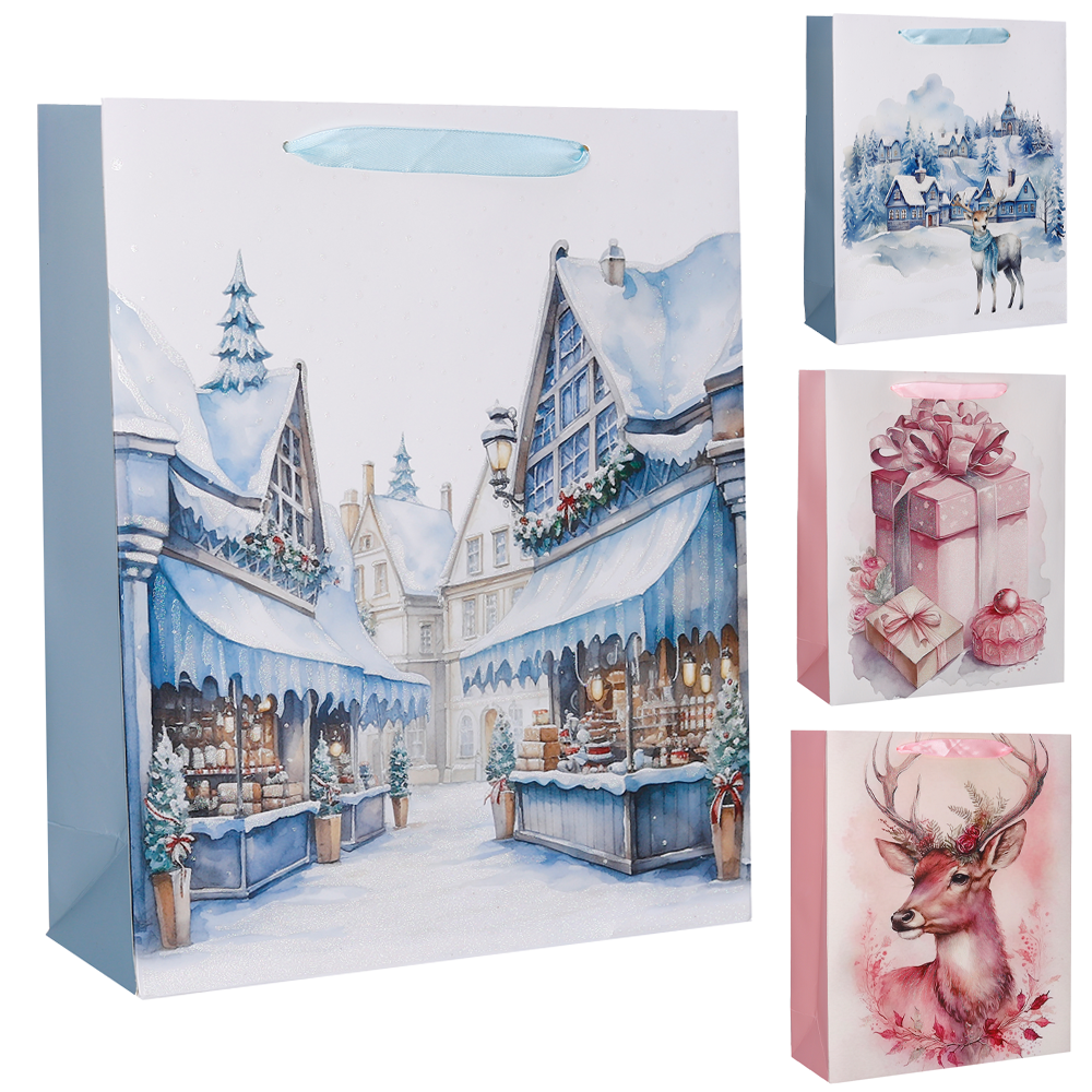 SACOLA DE PAPEL CANDY COM GLITTER 32X26X10CM