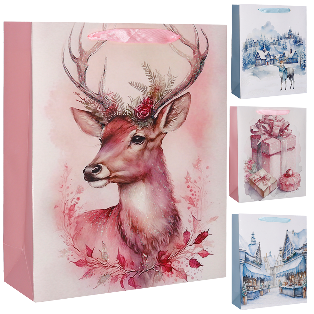 SACOLA DE PAPEL CANDY COM GLITTER 42X30X12CM